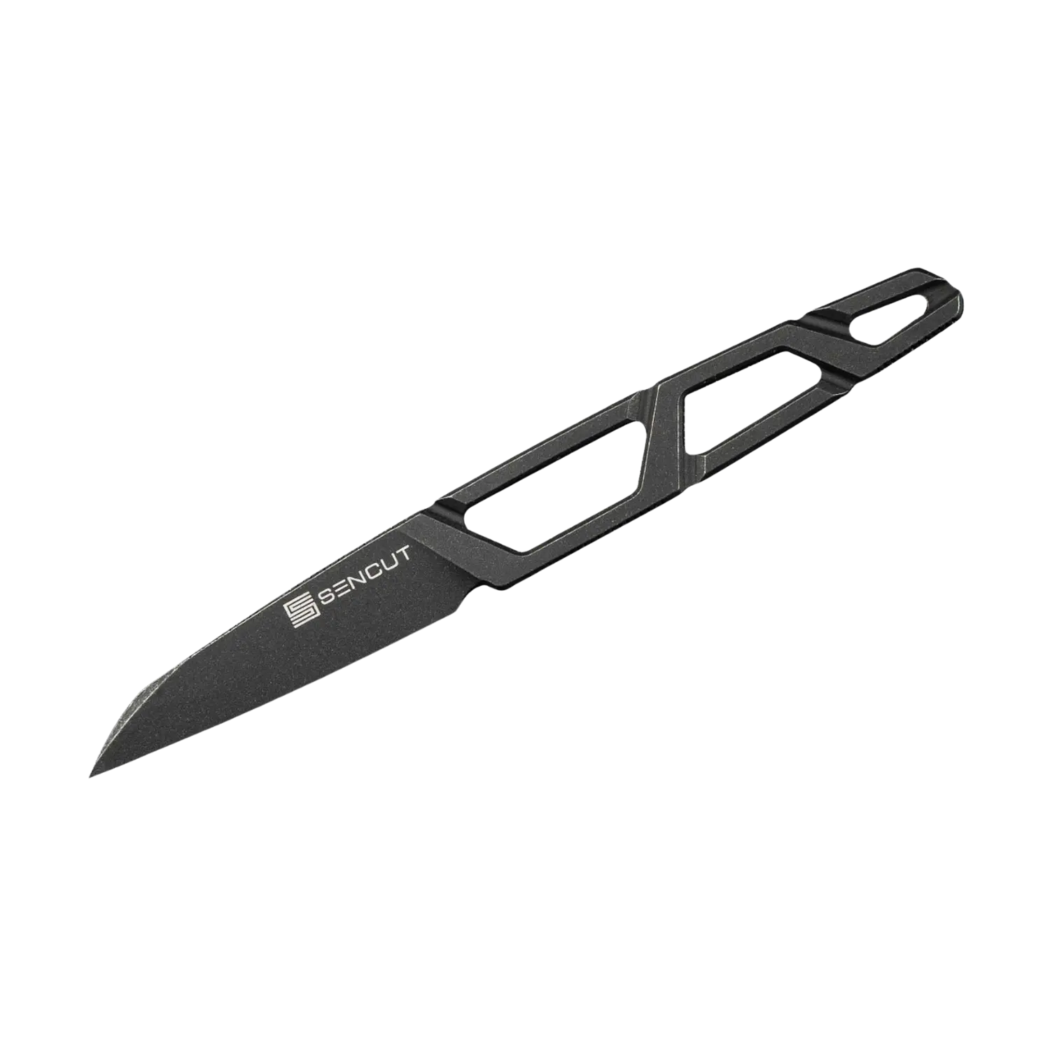 Schwarzes SENCUT Messer mit Paracord-Griff