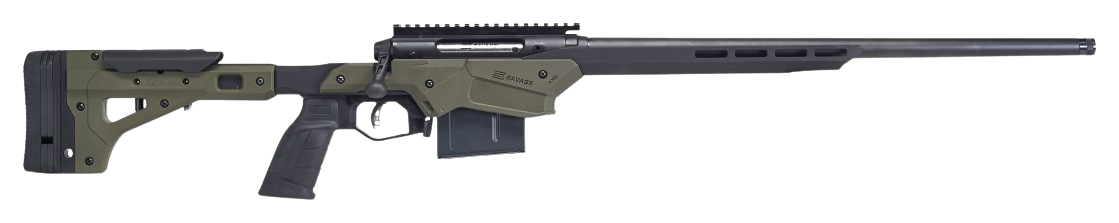Savage Axis II Precision Kaliber .223 Rem Savage oliv grünes taktisches Gewehr mit schwarzem Lauf
