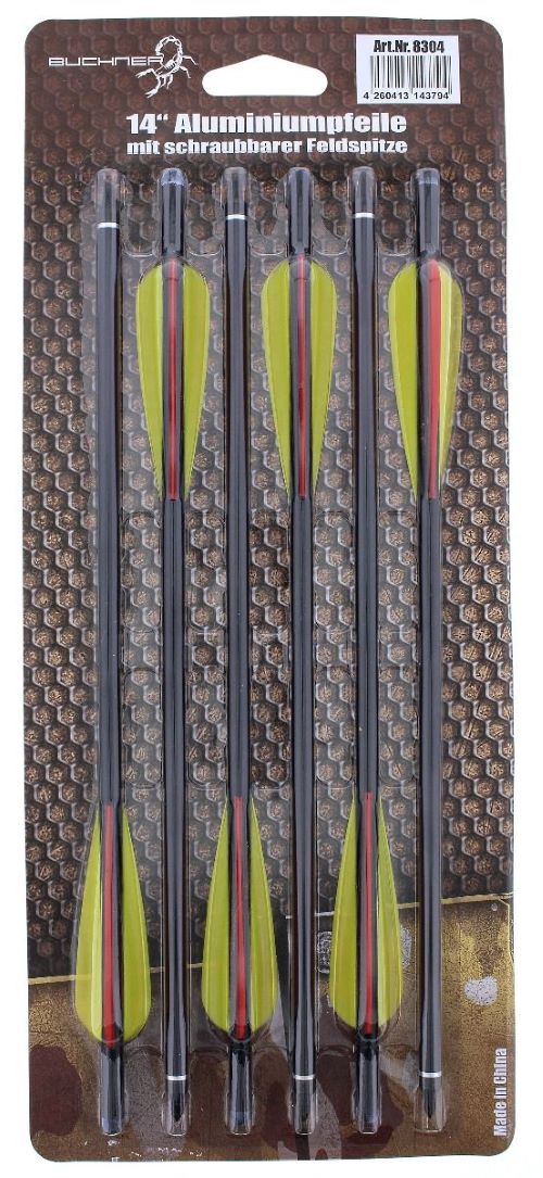Aluminiumpfeile 14 Zoll schwarz 6er Pack für Armbrust Aluminiumpfeile 14 Zoll schwarz 6er Pack für Armbrust