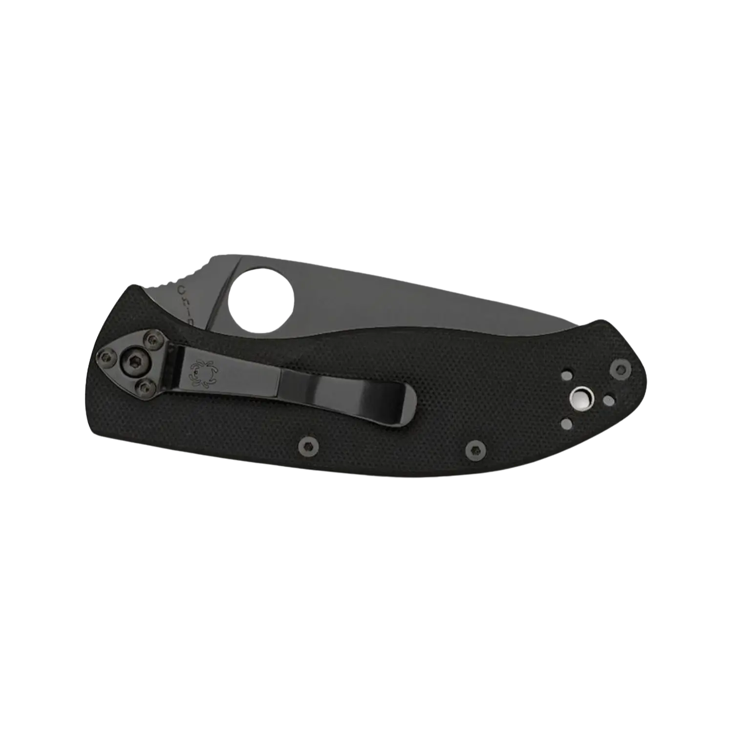 Schwarzes Klappmesser mit schwarzer Klinge und schwarzem Griff,