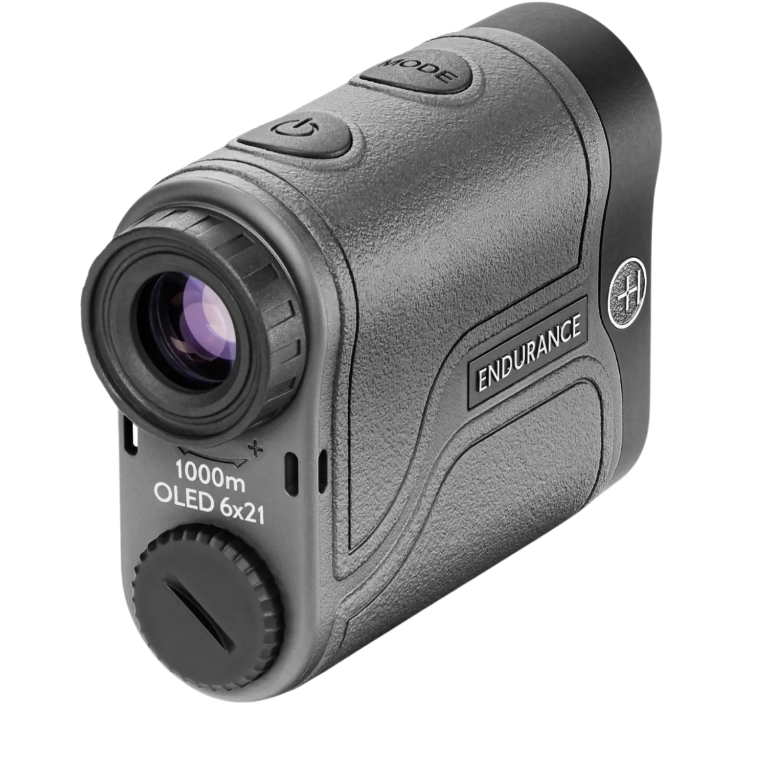 Hawke Endurance 1000 Laser Range Finder Grauer Entfernungsmesser der Marke Hawke mit zwei Linsen, Tasten oben und der Aufschrift 'ENDURANCE' an der Seite.