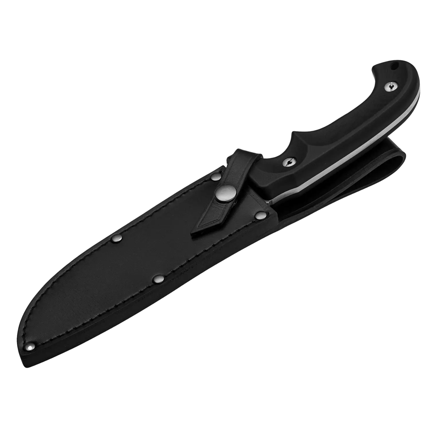 Magnum Collection 2020 Sammlermesser Limited Edition Feststehendes Messer mit schwarzem Griff und schwarzer Lederscheide mit Druckknopfverschluss