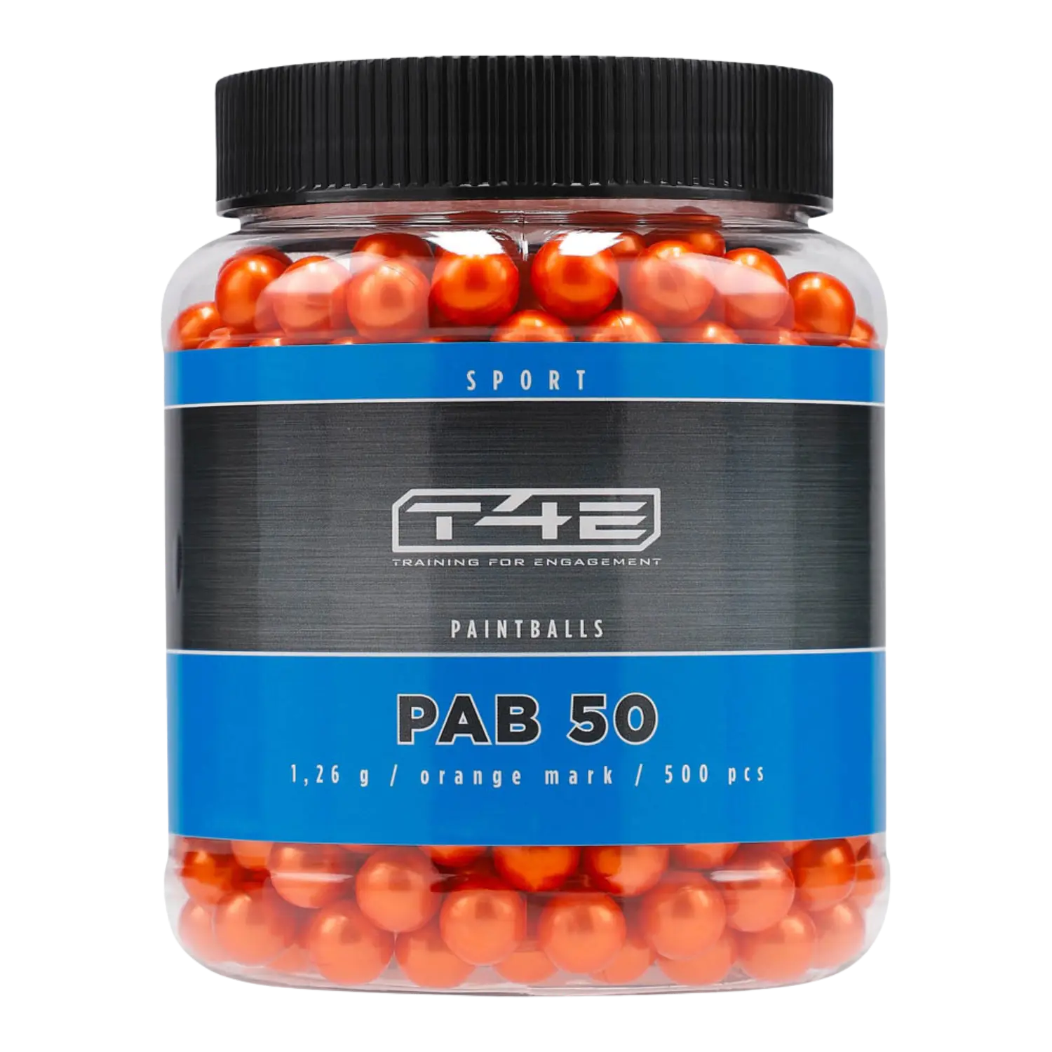orangene Paintballs in einem Schraubglas 500 St.