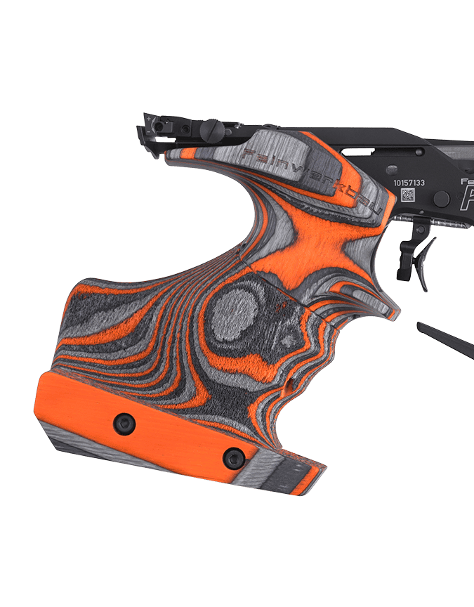 Formgriffschale für Feinwerkbau Luftpistole P 8X Schichtholz Orange Formgriffschale für Feinwerkbau Luftpistole P 8X Schichtholz Orange