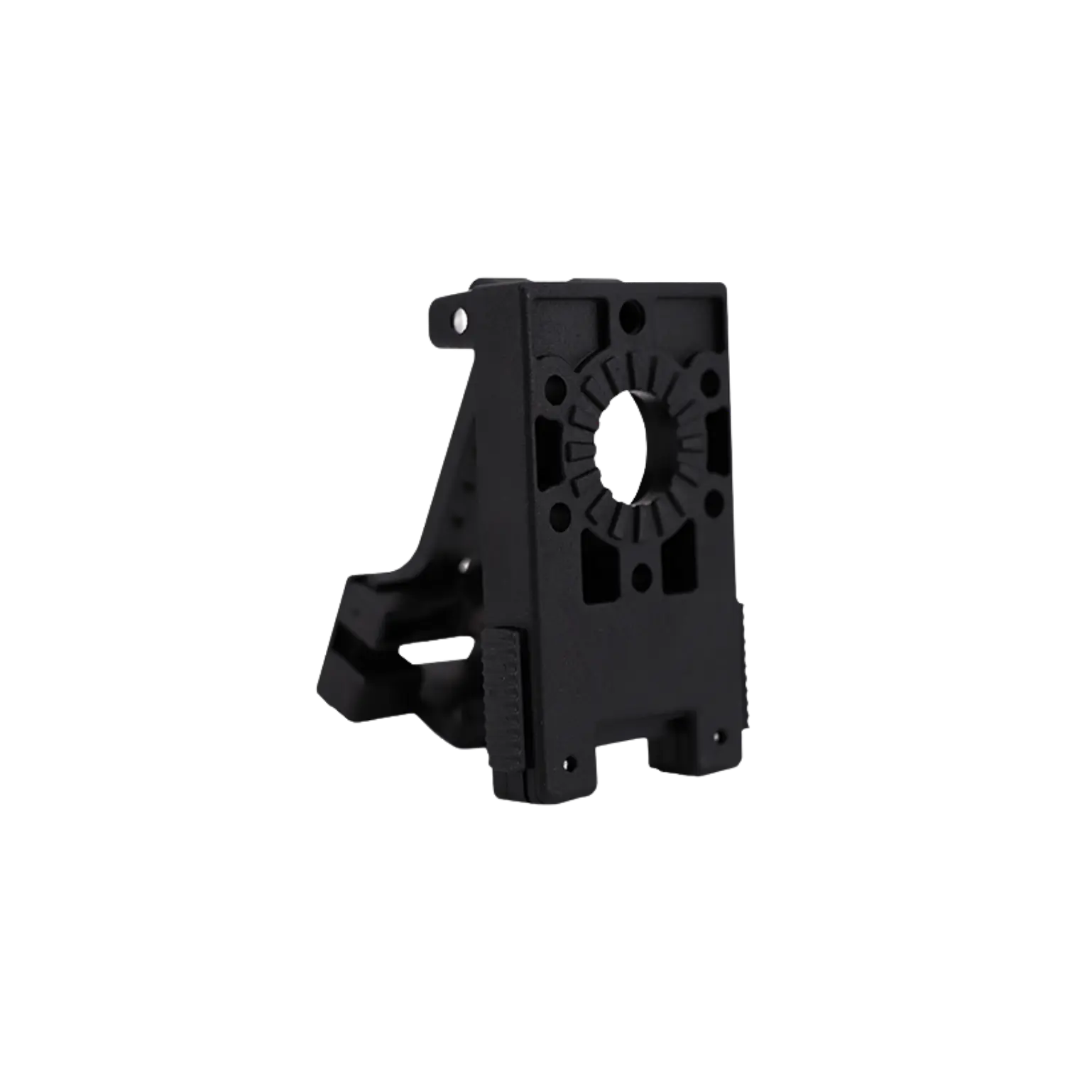 Schwarzer Ghost Gürtelhalter Clip mit rechteckiger Grundform und rundem Lochmuster in der Mitte