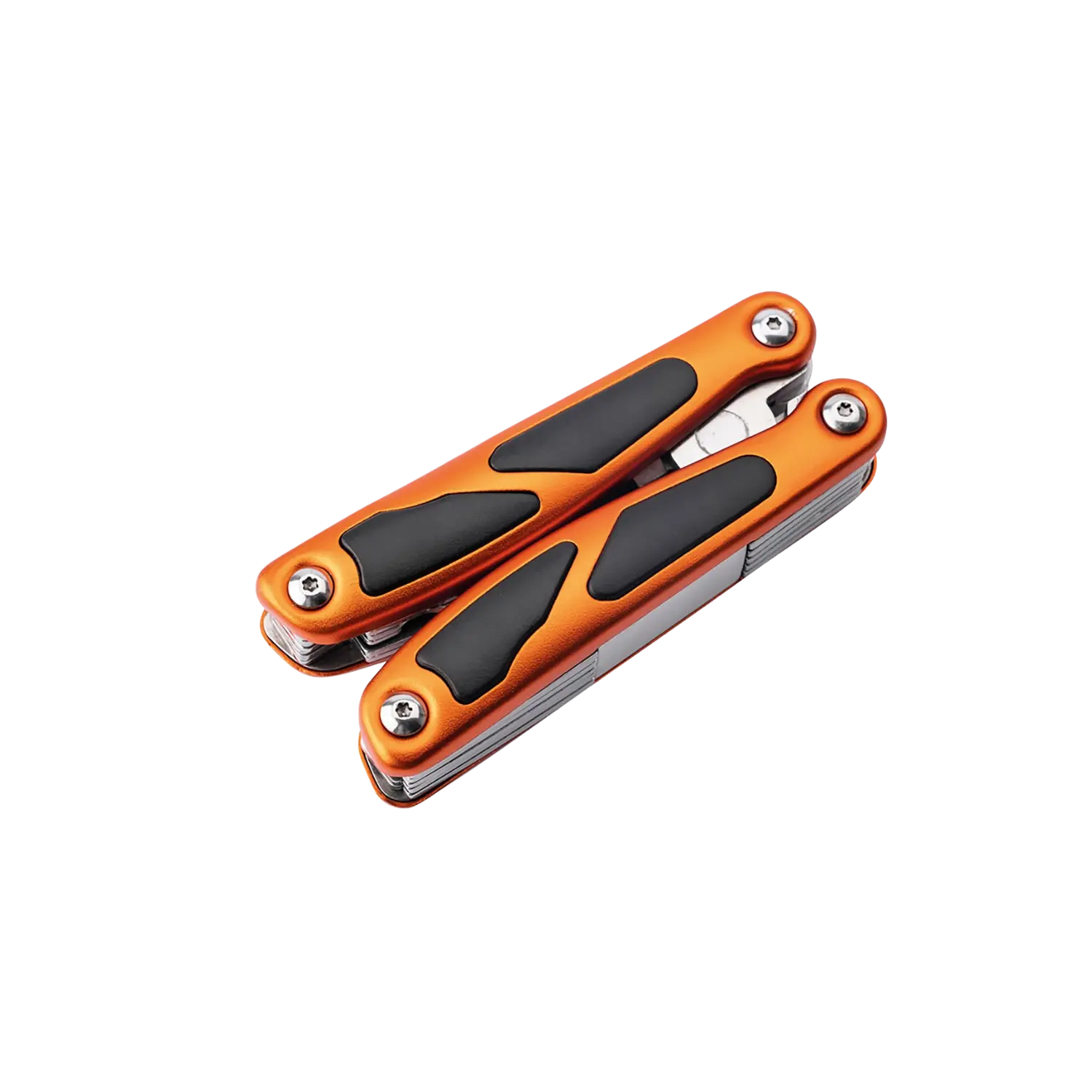 DMAX Maxigrip Multitool Multifunktionswerkzeug mit orange-schwarzem Griff, zusammengeklappt   Text