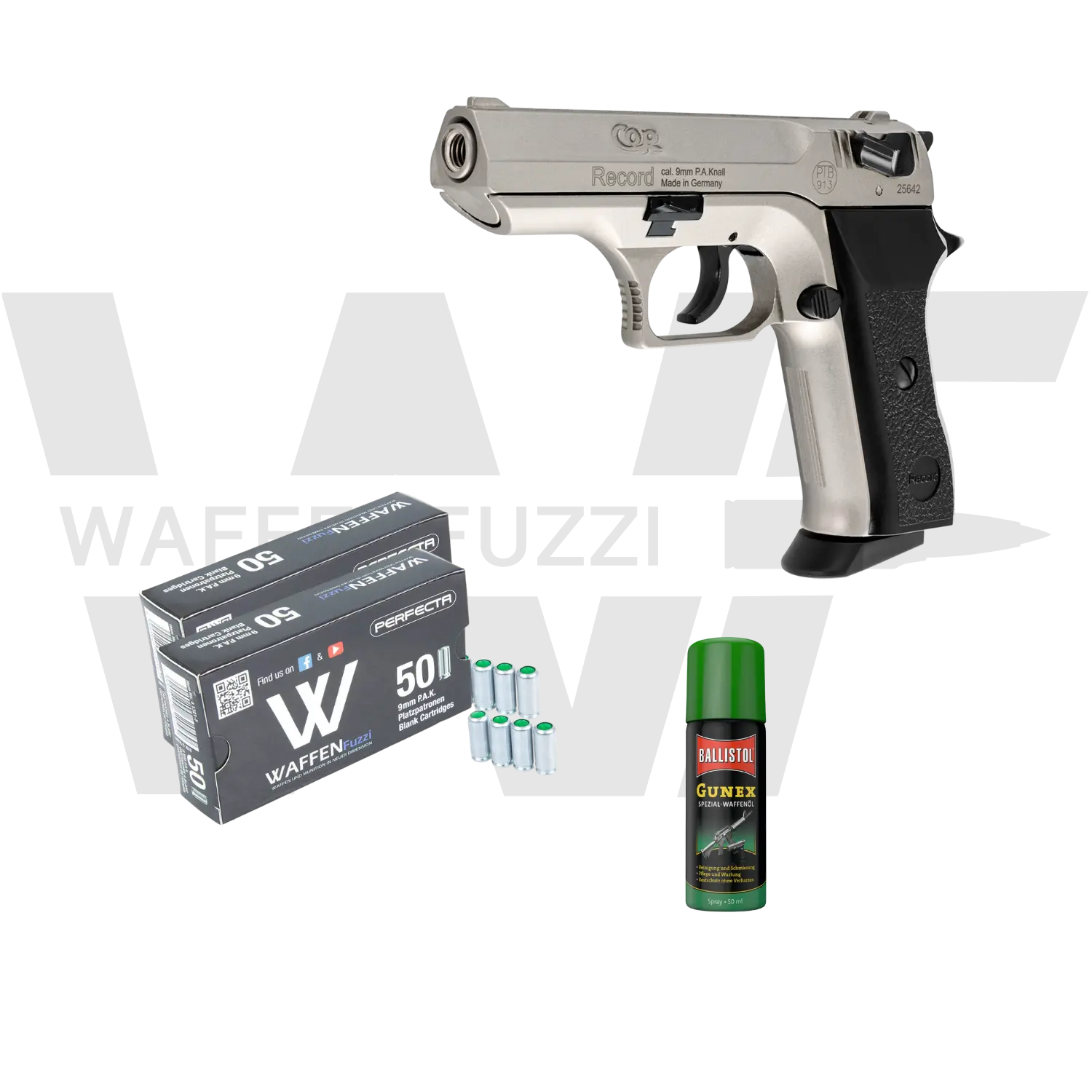 Record Cop NICKEL Schreckschusspistolen Set "S" Kaliber 9mm PAK