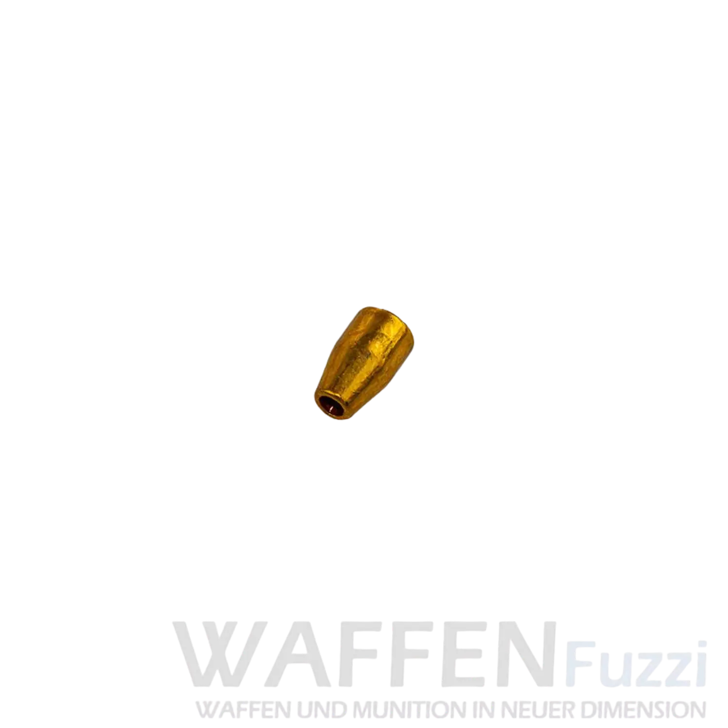 Eine 9 mm Geschoss mit einer goldenen, konischen Form und einer offenen Basis