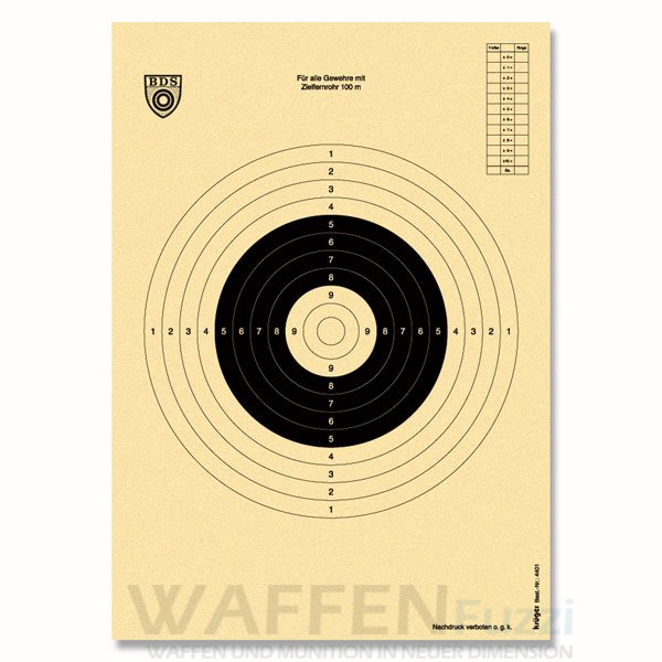 4401 Z4 Scheibe gemäß BDS Sporthandbuch 50St. 100 Meter