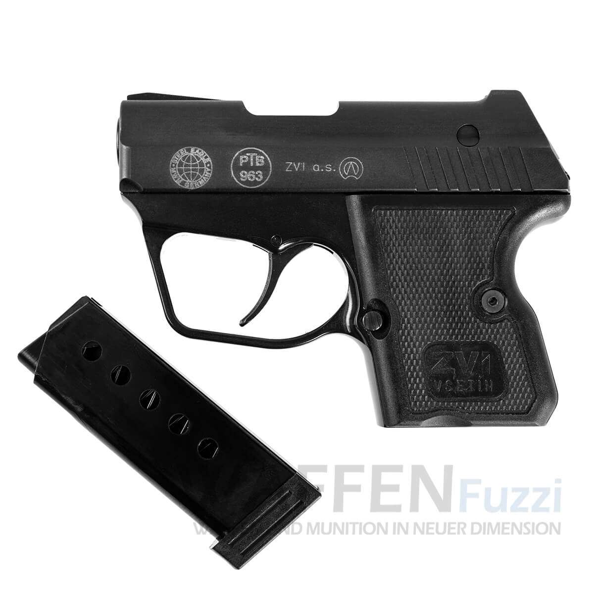 Kleine-Stahlpistole-Steel-Eagle-Br-niert Gillmann Pistole Vollstahl Steel Eagle schwarz Kaliber 9mm P.A.K.
