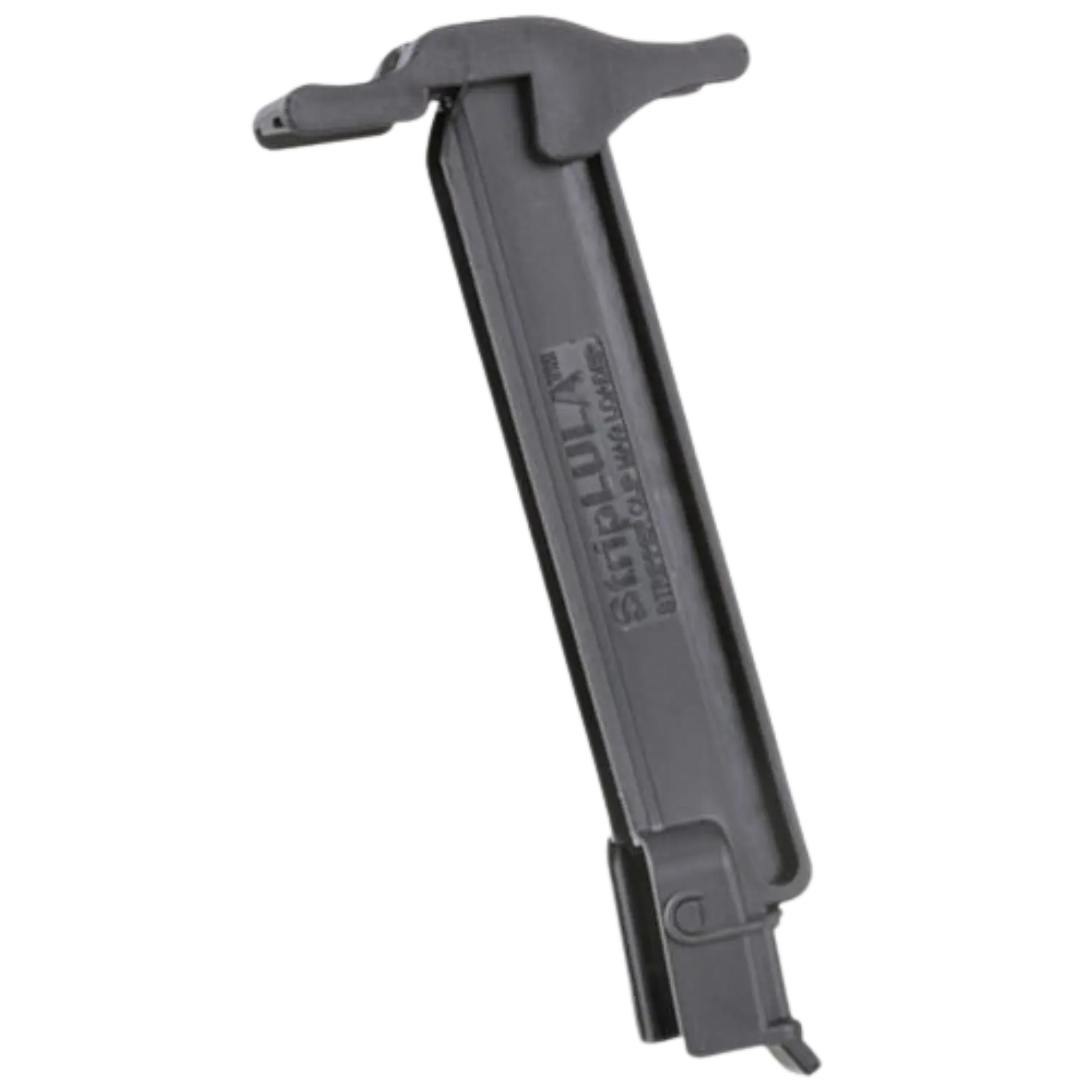 Schwarzer Maglula Striplula Magazinlader mit Hebel und Griff, länglich und schmal.