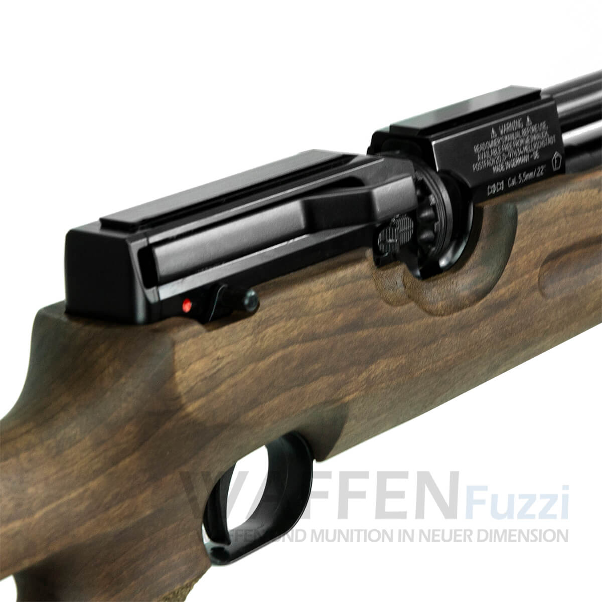 PP2_0051-copy HW 100 Lang + Schalldämpfer Holz Lochschaft Kaliber 4,5mm / 5,5mm Diabolo