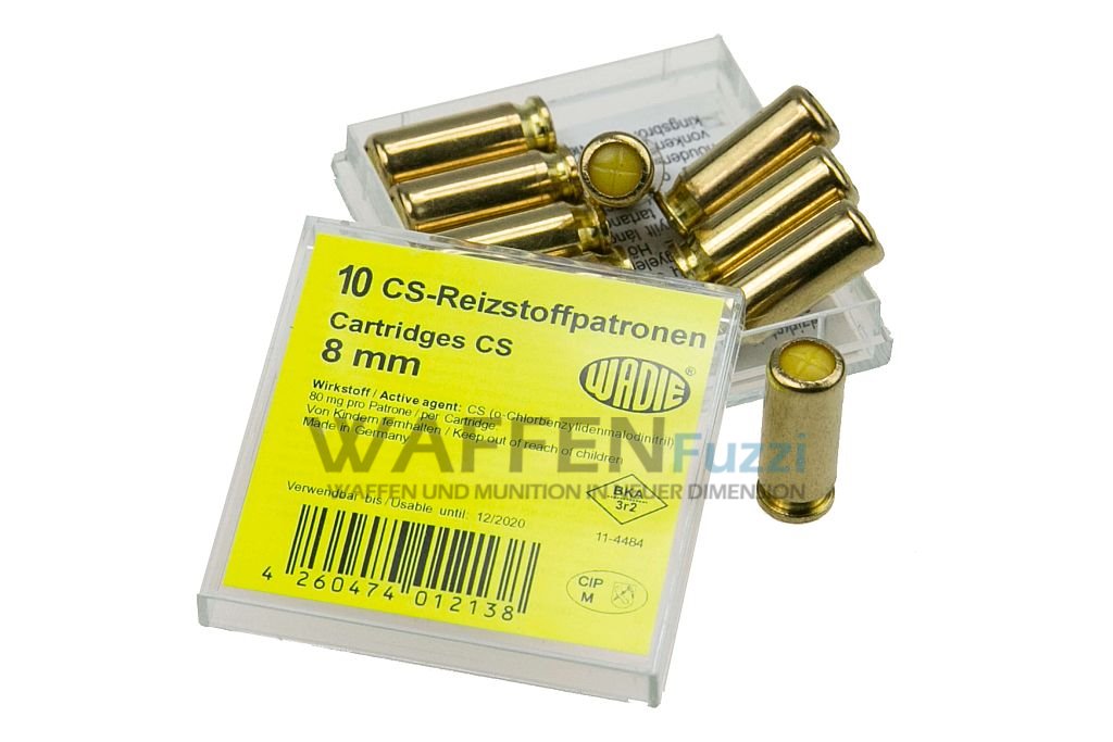 8mm-CS-Reizgaspatrone-f-r-Schreckschusswaffe Wadie CS-Chlorbenzalmalondinitril Gasmunition Kaliber 8mm für Schreckschusswaffen