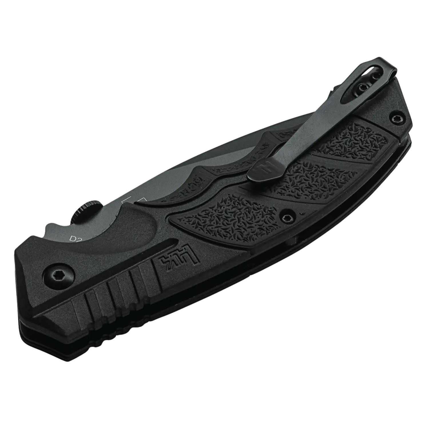 Heckler & Koch SFP Tactical Folder Klappmesser in Schwarz mit strukturiertem Griff und Taschenclip