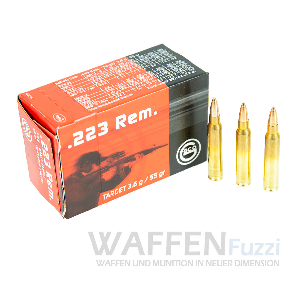PP2_1032-copy Geco Sportmunition Kaliber .223 Rem. Vollmantel 55gr DTX 150 Schuss