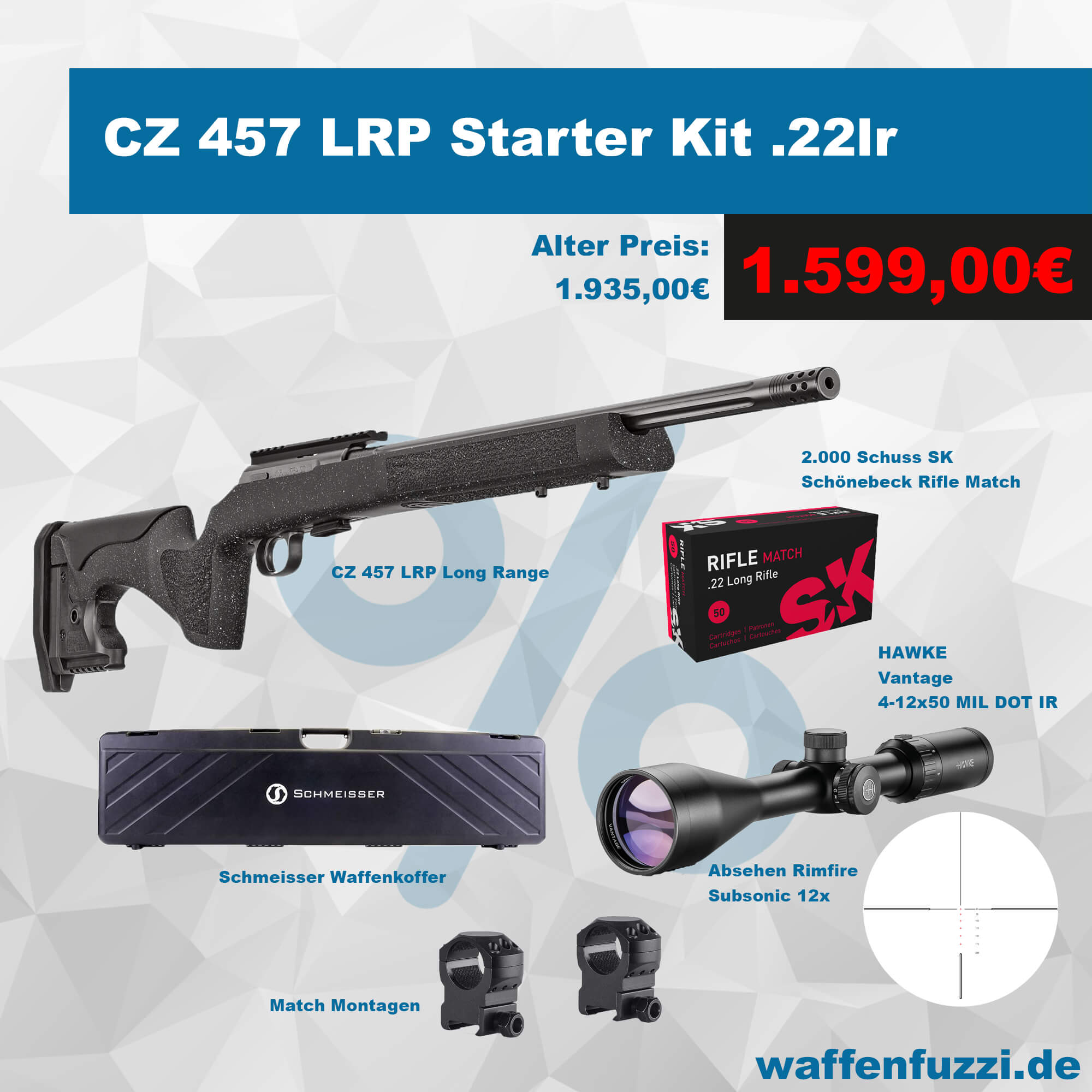 CZ 457 LRP BLACK Starter KIT Kaliber .22lr 