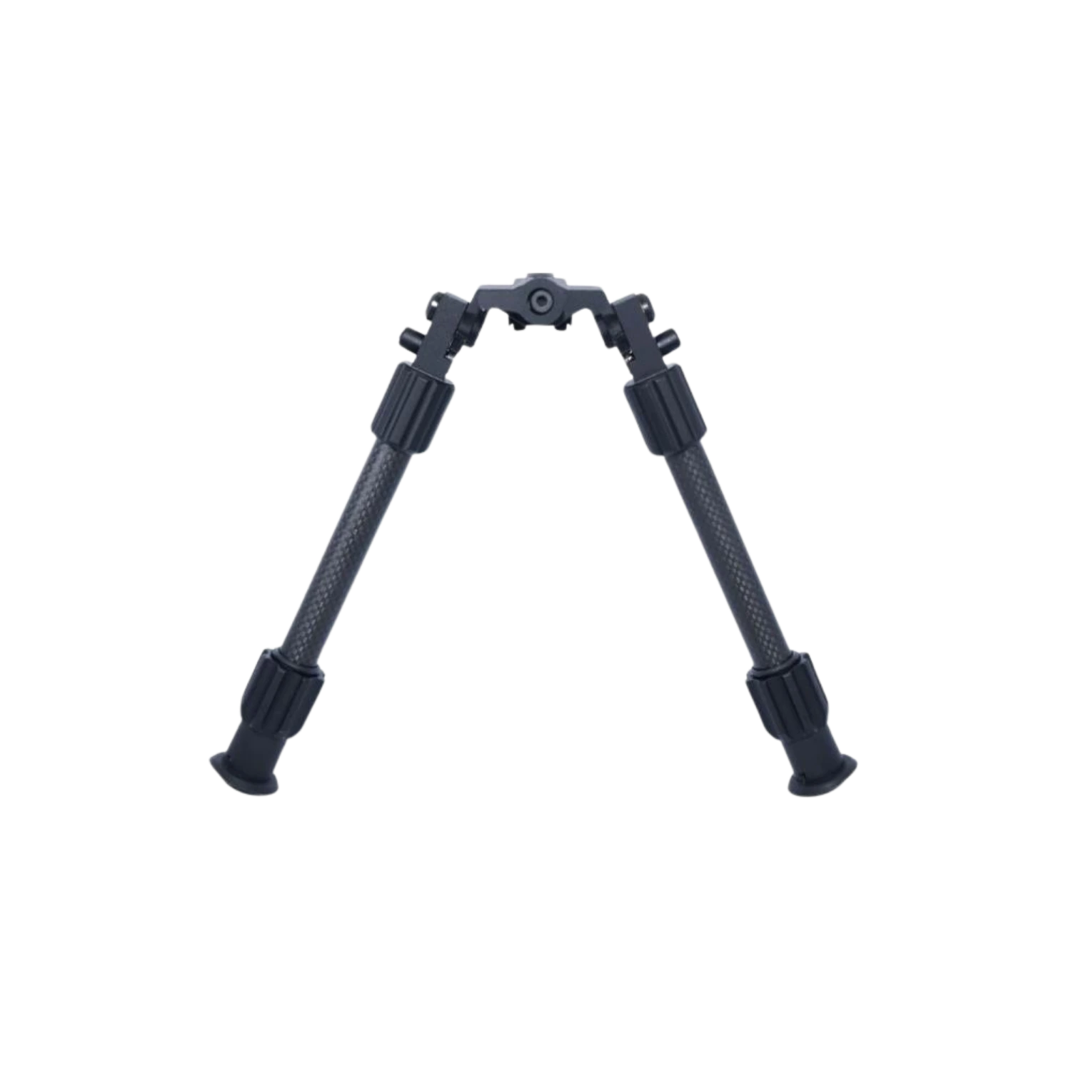 Zweibein Bipod für Steyr Challenge Zweibein von UTG in Schwarz, mit zwei verstellbaren Beinen aus Kohlefaser und Gummifüßen, in aufrechter Position.