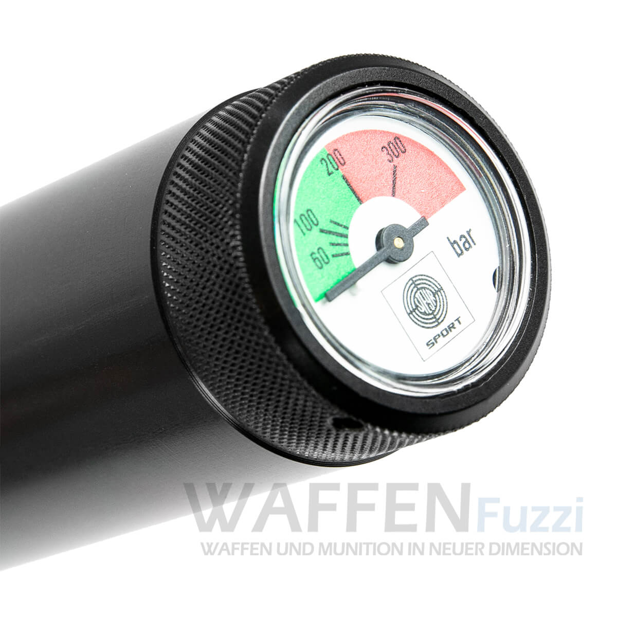 Steyr-Kartusche-mit-Manometer Pressluftkartusche schwarz Manometer 200bar für Steyr Pressluftgewehr