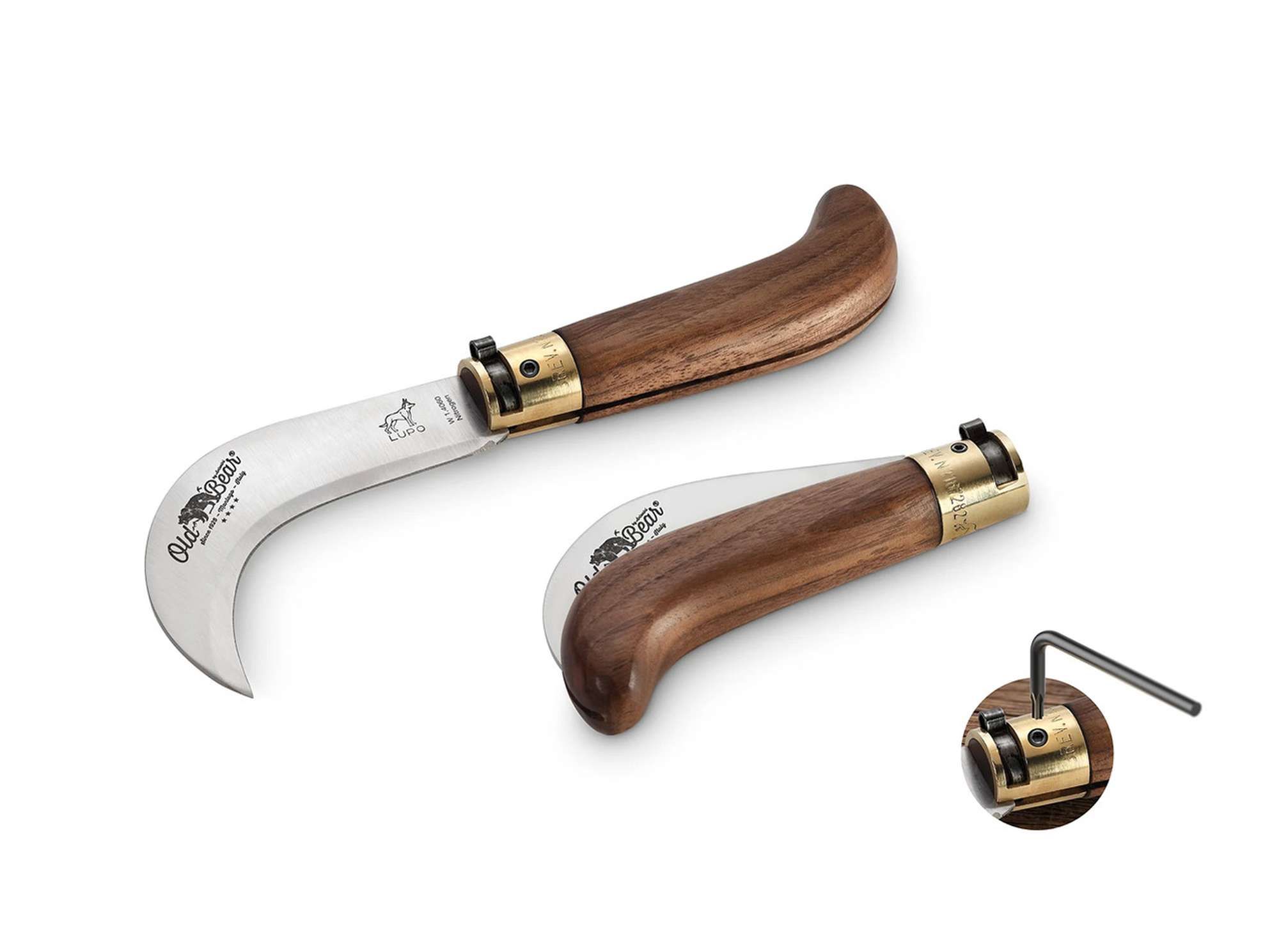 Old Bear Bill Hook Walnuss Taschenmesser