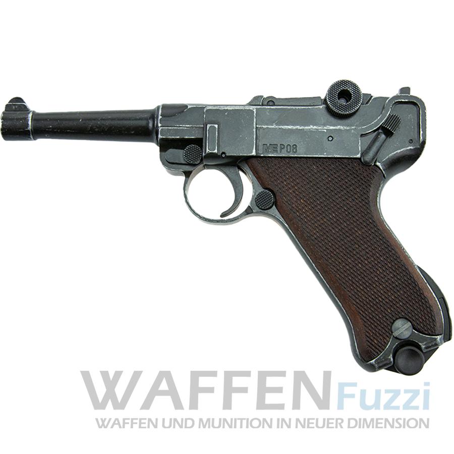 ME P08 Schreckschusswaffe 9mm antik-look mit Holzgriff