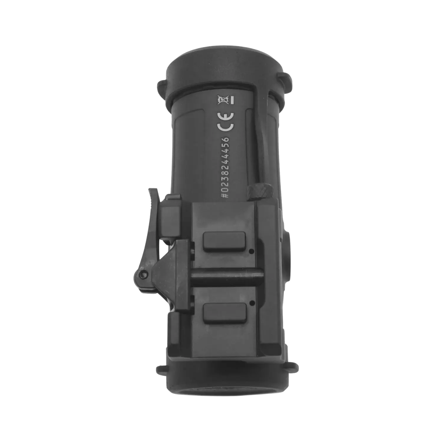 Schwarzer Holosun Magnifier HM3X mit rechteckigem Hebel und zwei rechteckigen Tasten an der Seite