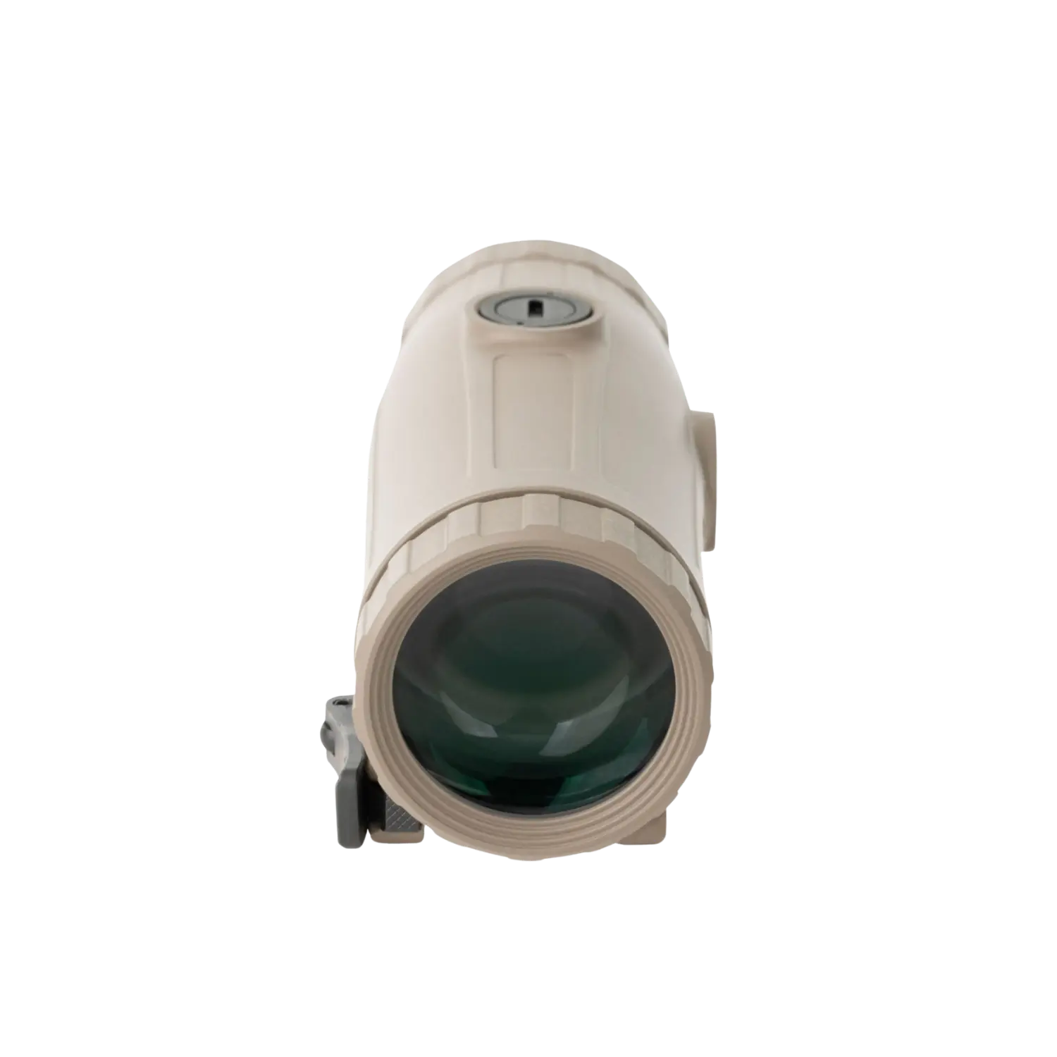 Holosun Magnifier HM3X in FDE-Farbe mit rundem Objektiv und seitlicher Befestigungsklammer