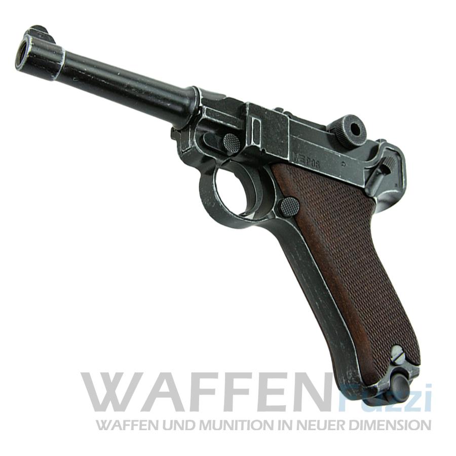 ME P08 Schreckschusswaffe 9mm antik-look mit Holzgriff