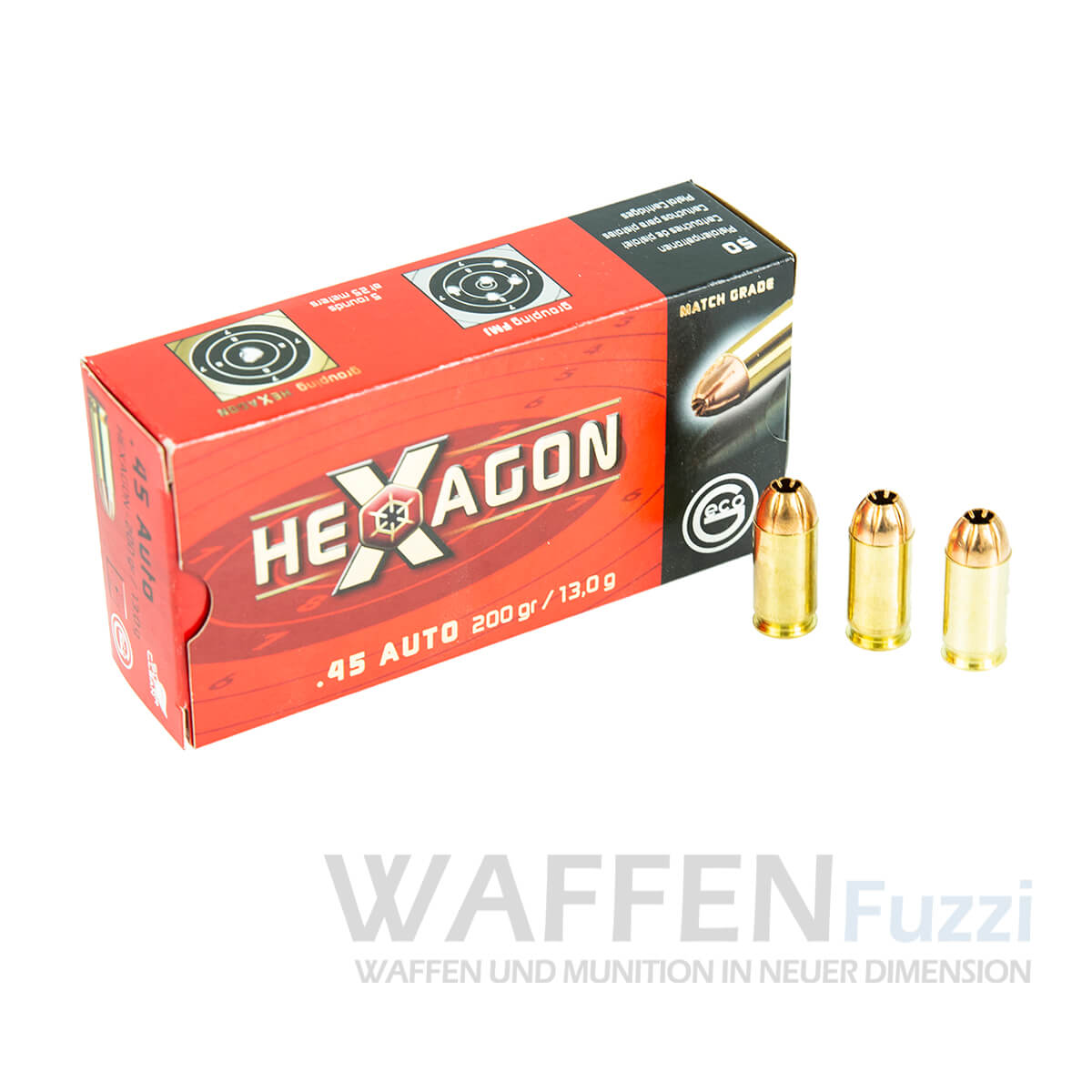 PP2_1050-copy Geco .45 Auto Hexagon 200grs 50 Schuss - günstige Preisstaffel