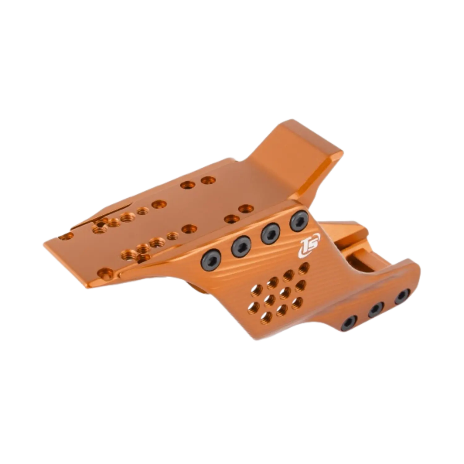 Orangene Toni System Multi Red Dot Montage aus Metall mit mehreren Schraubenlöchern und eingraviertem TS-Logo, passend für Beretta 92X Performance.