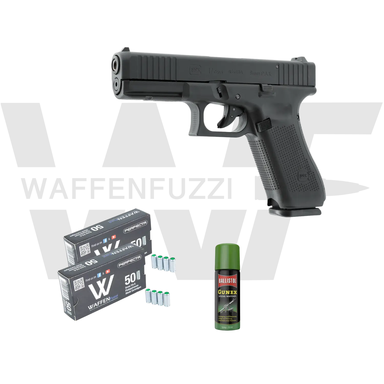 Glock 17 Gen5 Schreckschusspistolen Set "S" Kaliber 9mm PAK