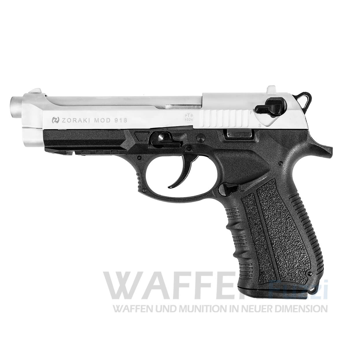 Zoraki-918-matt-chrom Zoraki 918 Matt Chrom Schreckschusswaffe 9mm