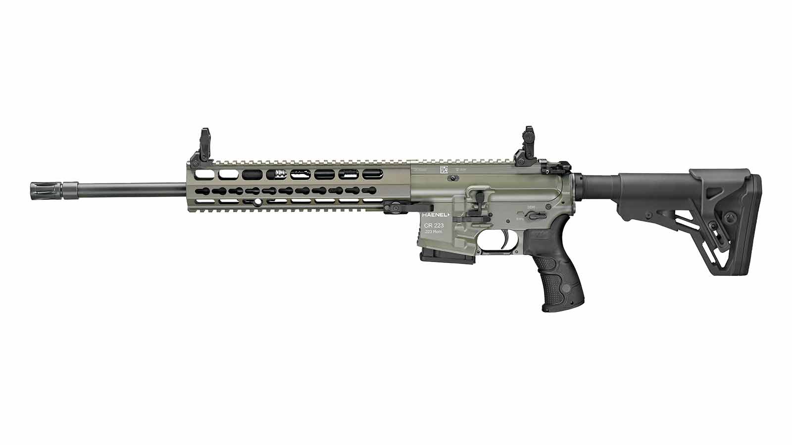 CR223-Olive-16-65 Haenel CR223 Halbautomat 16,65" mit langem Handshcutz Direkt- oder Matchabzug