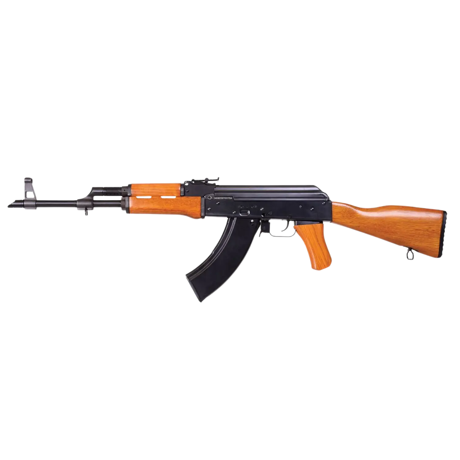 Kalashnikov AK47 CO2 Gewehr 4,5mm BB Vollmetall mit Holzoptikschaft und schwarzem Gehäuse und Griffstück