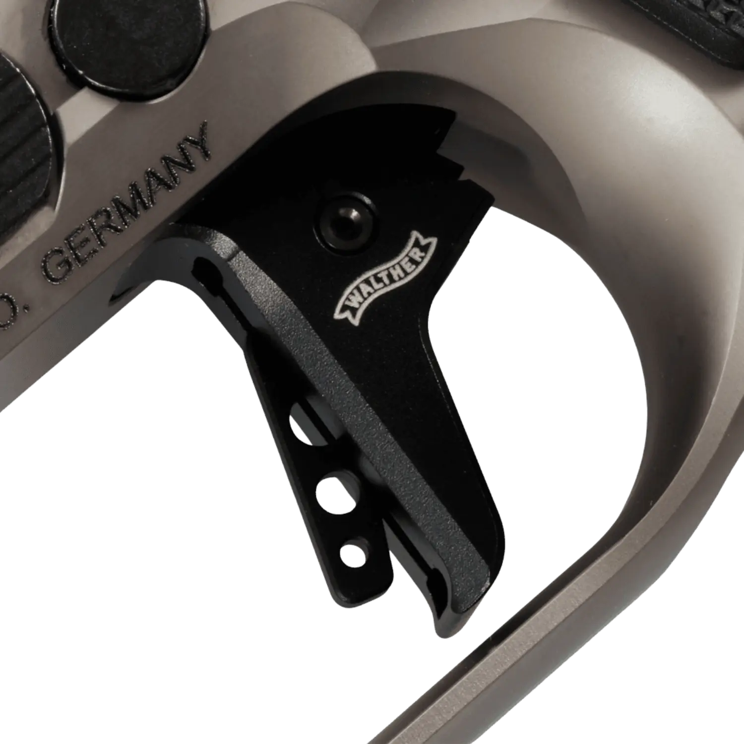 Detailansicht des Walther Performance Trigger Abzugs mit ergonomischem Design und präziser Auslösung.