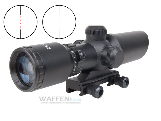 Swiss-Arms-beleuchtetes-MilDot-Zielfernrohr Zielfernrohr Swiss Arms 1,5-5x32 IR 5 Helligkeitsstufen mit MilDot Absehen
