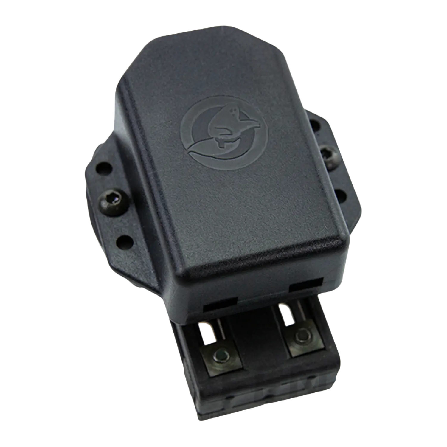 Ghost Magazinholster Single Stack Schwarzes Magazinholster aus Kunststoff mit Logo, rechteckige Form und Befestigungslöchern an den Seiten