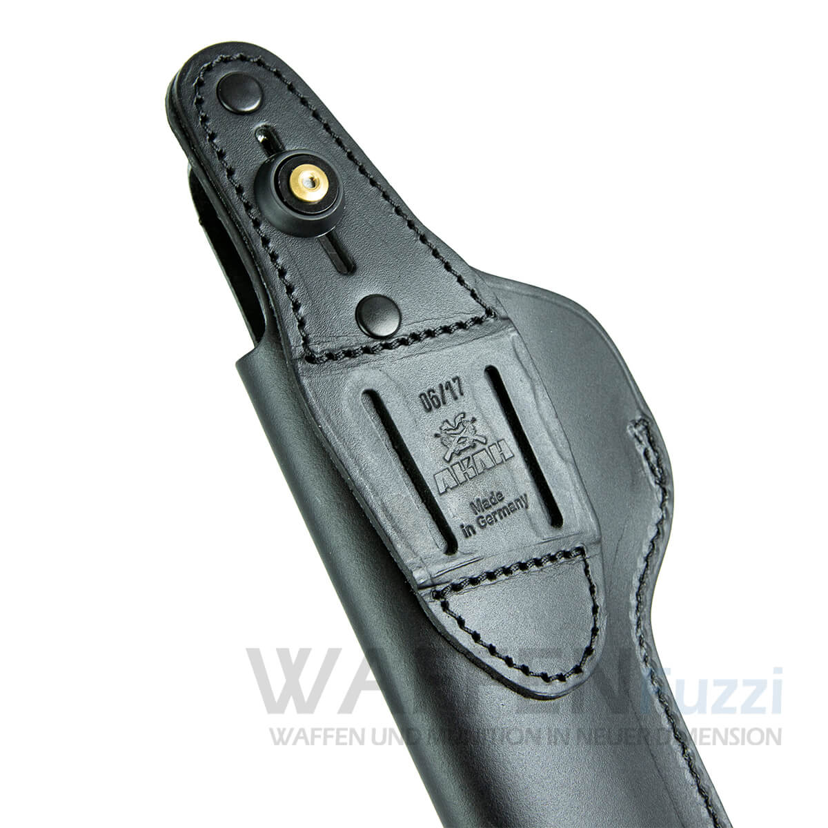 Schwarzer Vollrind Lederholster für 6 Zoll Revolver mit Verstellbarer Lasche