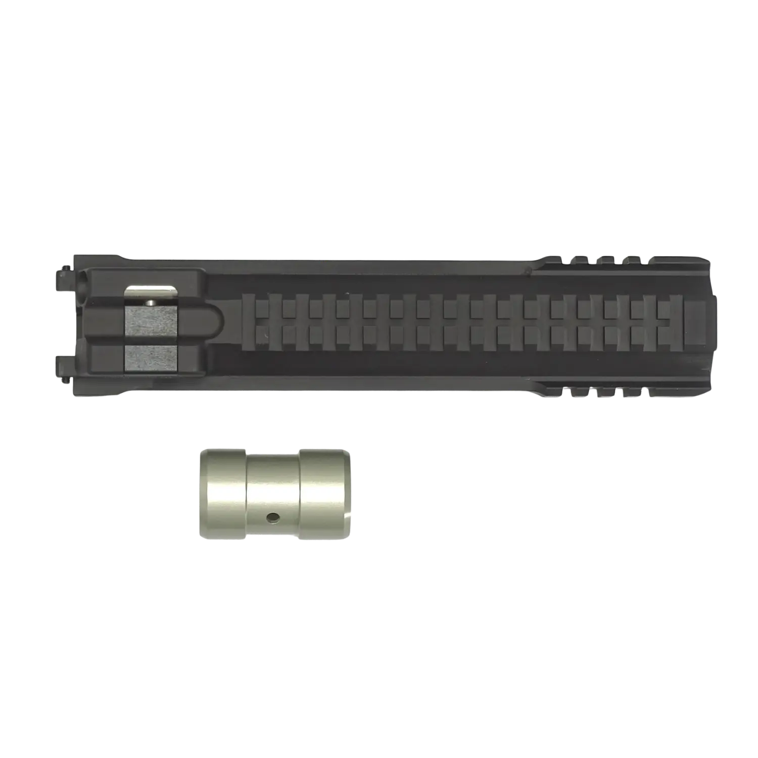 OA Modular Sporting Rail Handschutz mit integriertem Schienenmuster und einem separaten zylindrischen Metallteil darunter