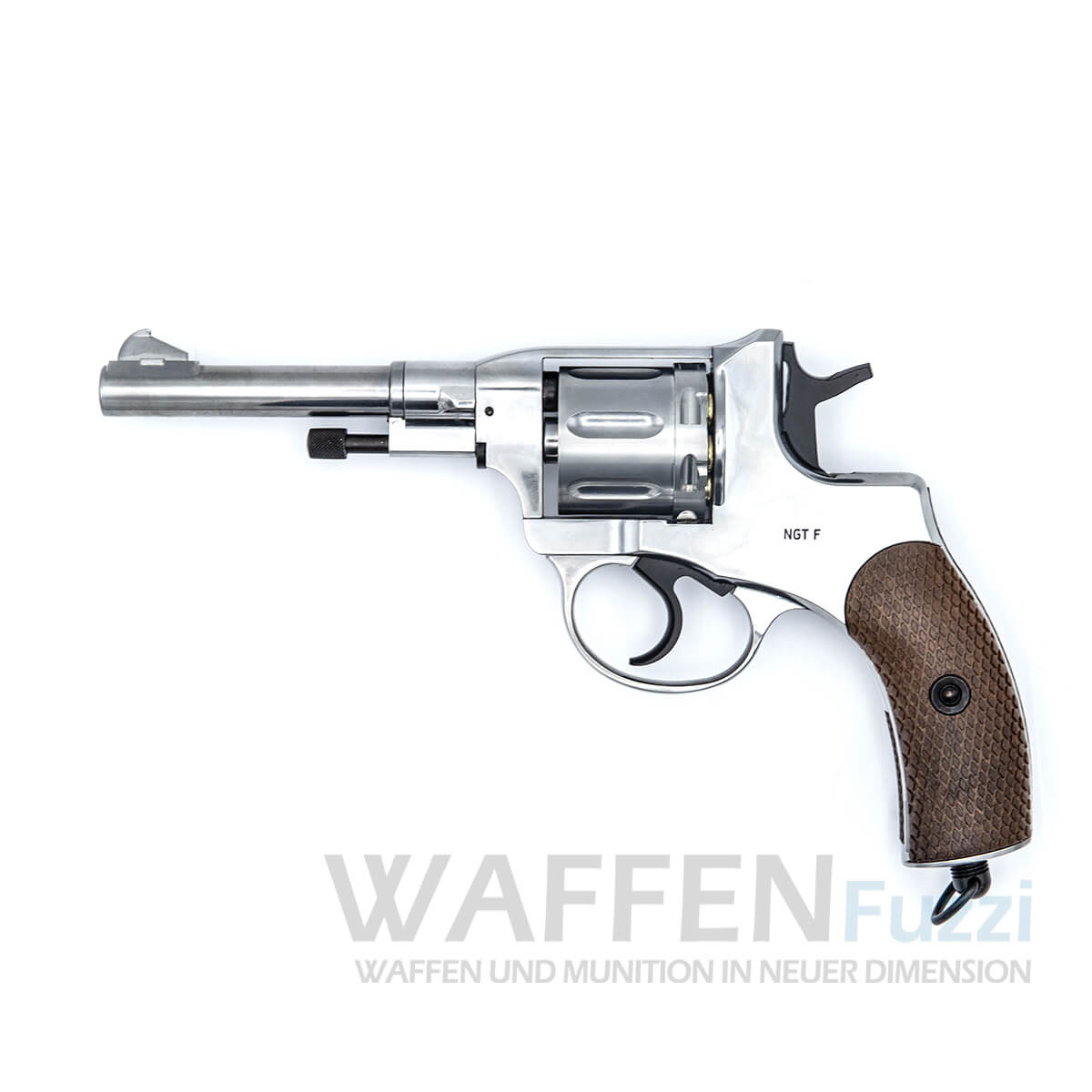Gletscher Nagant CO2 Revolver Silver Kaliber 4,5mm Stahl BB Holzoptik