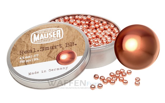 205217 Mauser Real Smart BB verkupferte Bleirundkugeln 750 Schuss Kaliber 4,5mm