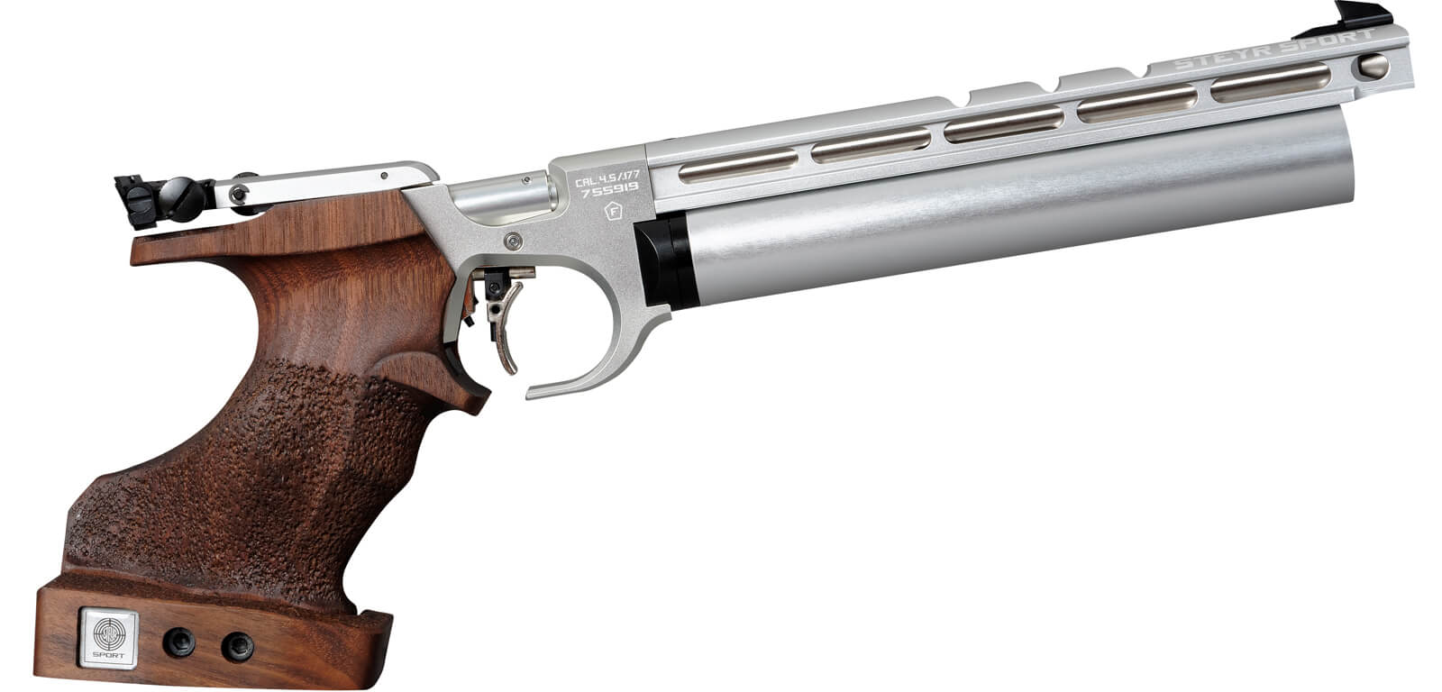 Steyr EVO 10 Silber Matchpistole 4,5mm Diabolo Links L Silber Steyr EVO 10 Silber Matchpistole 4,5mm Diabolo Links L Silber