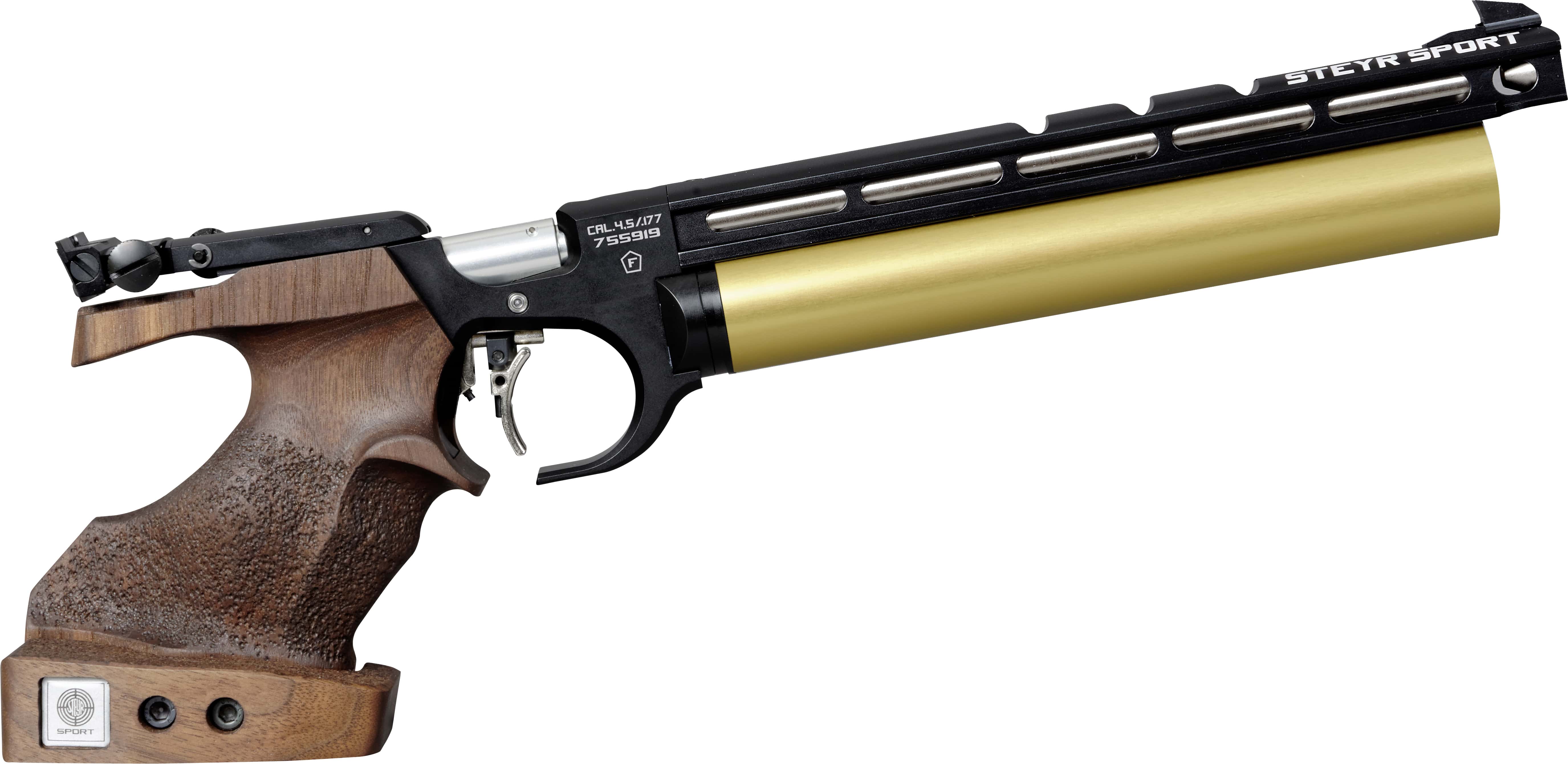 FARBEN_evo-10-Black-Gold-seitlich-min Steyr Luftpistole EVO10 Silber mit goldener Kartusche 4,5mm Diabolo