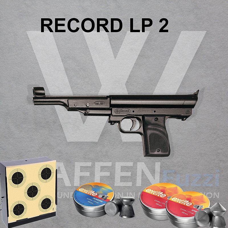 LP 2 Record Luftpistole im Set H&N Excite Diabolo, H&N Excite Plinking Diabolo, Landmann Scheibenkasten und Krüger LG-Scheiben mit 5 Spiegeln
