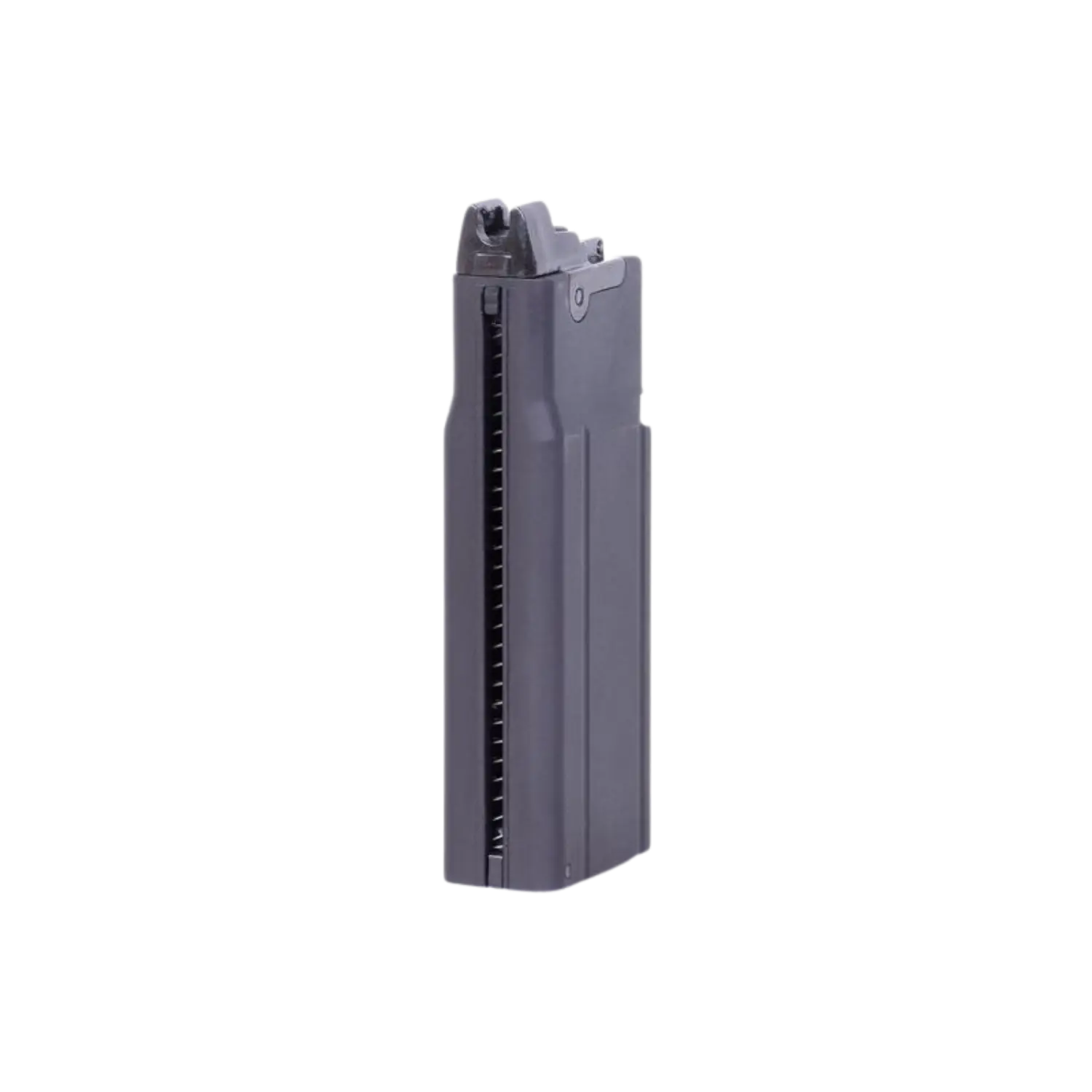 Schwarzes Magazin mit gerader Form und sichtbarem Federmechanismus für Springfield M1 Carbine Kaliber 4,5mm Stahl BB