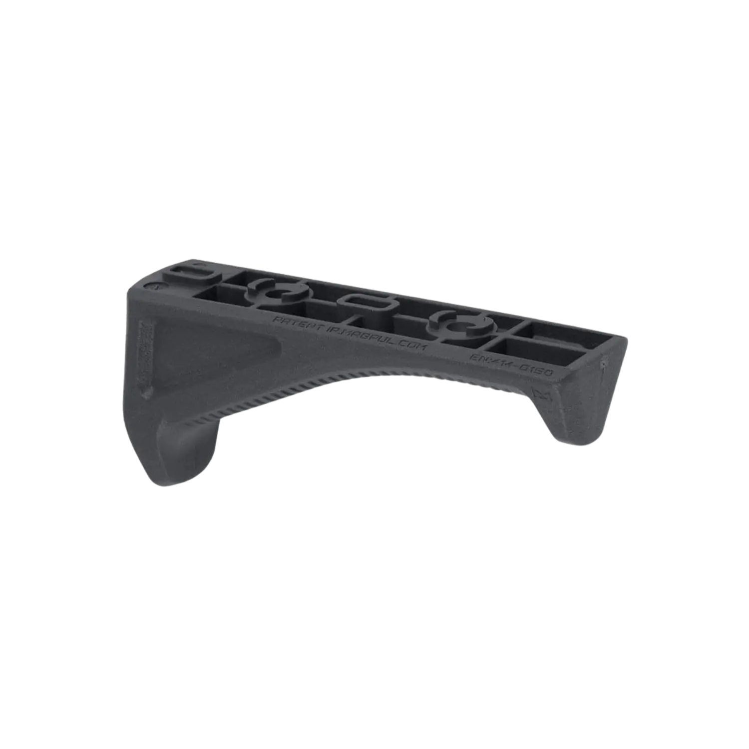Abgewinkelter Magpul AFG Vordergriff in Grau mit M-LOK-Befestigungsschlitzen.