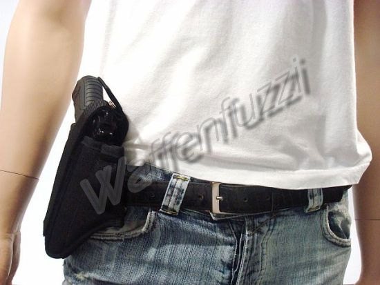 Gürtelholster für großkalibrige Pistolen für Links- u. Rechtshänder