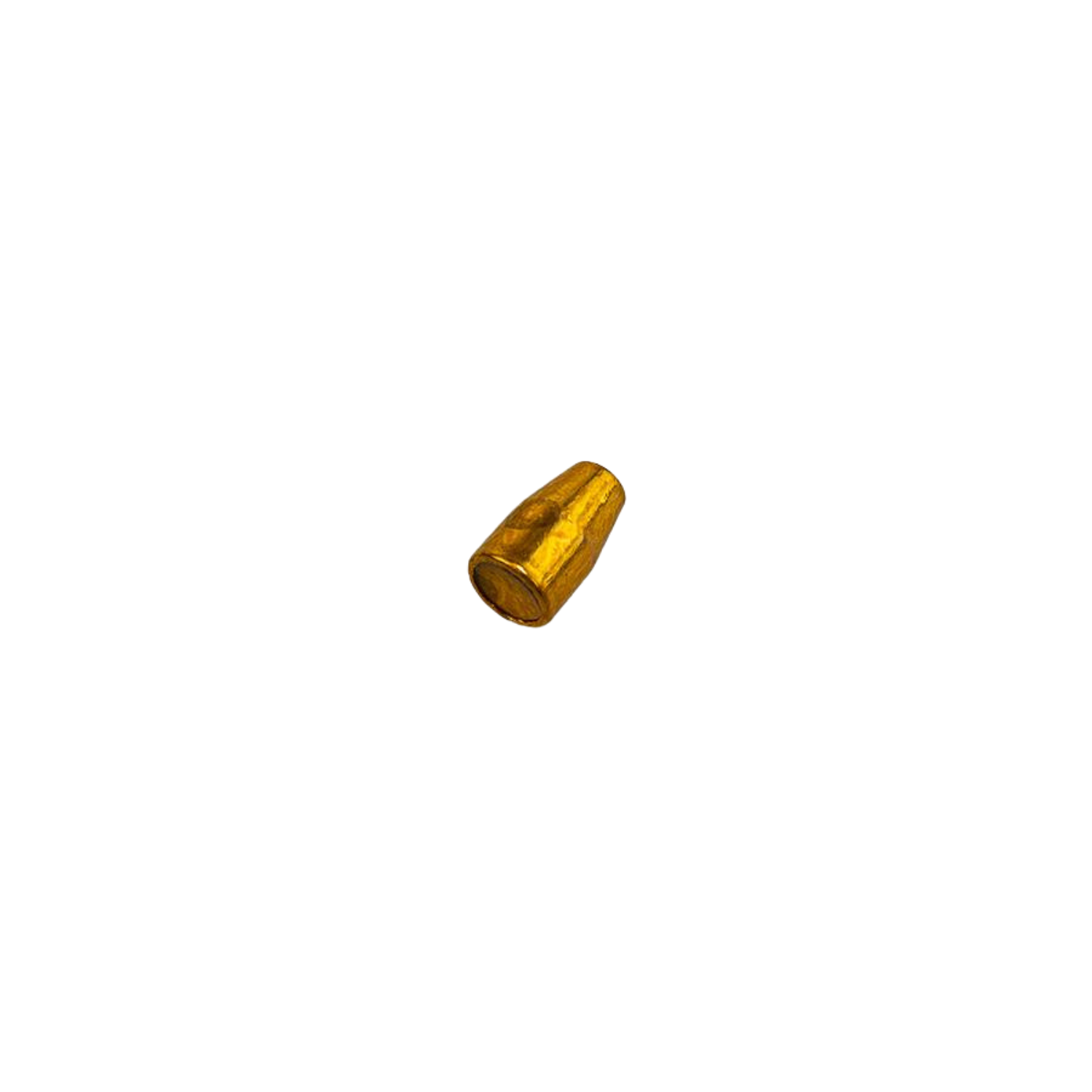 Eine 9 mm Geschoss mit einer goldenen, konischen Form und einer offenen Basis.