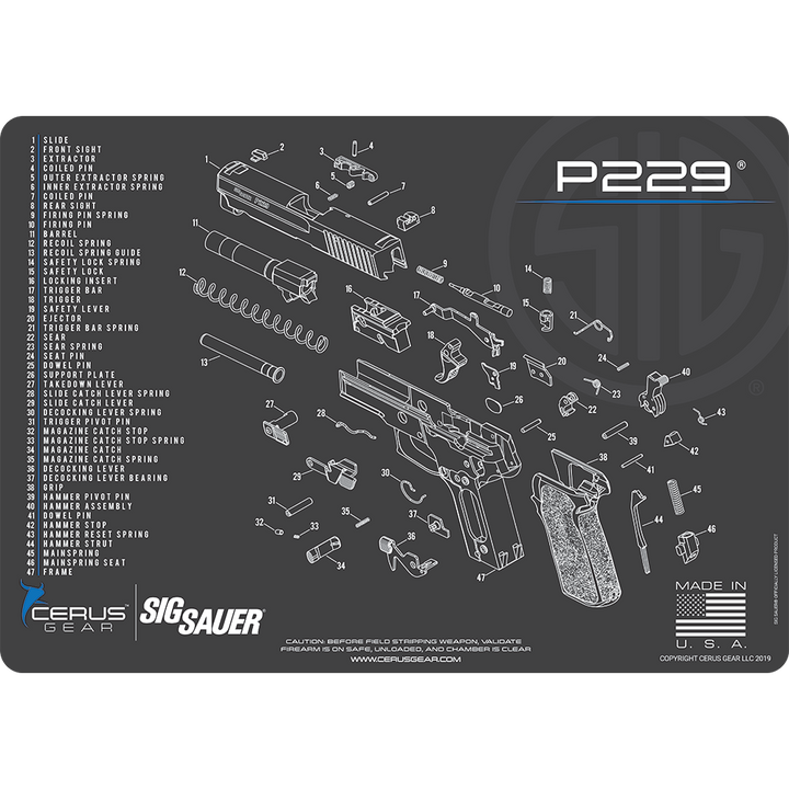 Kurzwaffenmatte SIG P229 Schwarz SCHEMATIC MAT