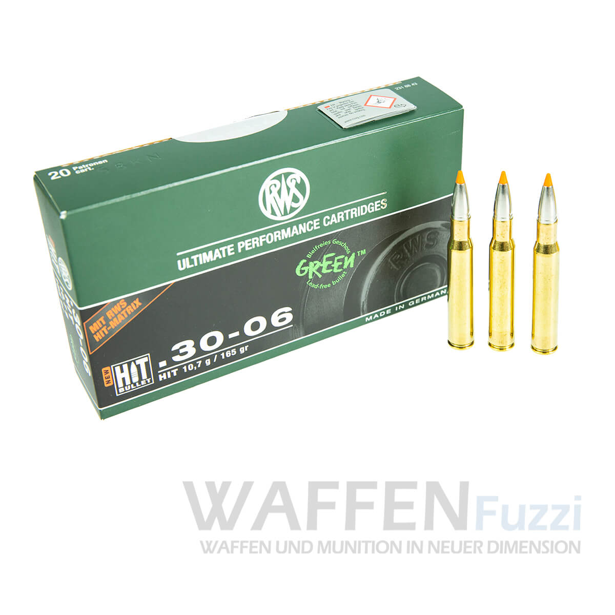 RWS bleifreie Jagdmunition Kaliber .30-06 HIT BULLET Geschosse 165grs