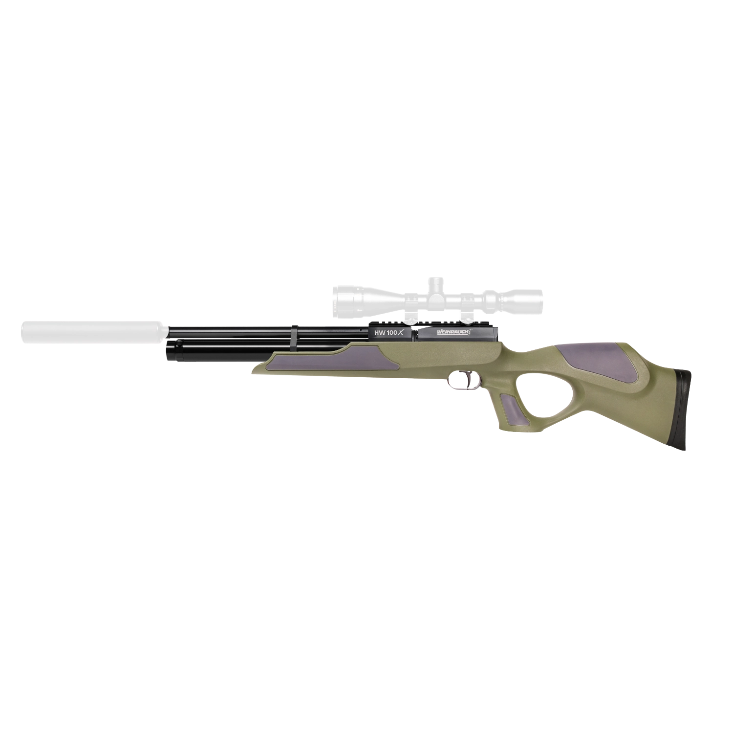 Weihrauch HW 100 X-T Pressluftgewehr Synthetik-Lochschaft Olivgrün Kal. 4,5mm - Lang
